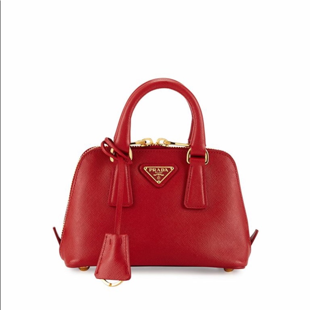 PRADA~Red Saffiano Mini BB Crossbody Promenade Bag - Picture 4 of 16